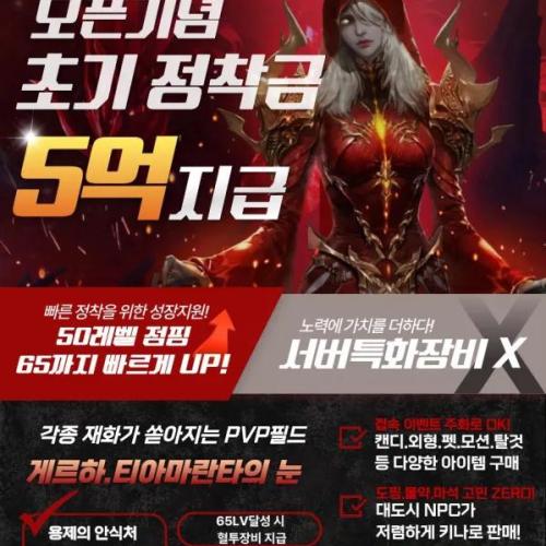 [아이온] W서버 오픈기념 3월 31일까지 초기 지원금 5억 지급 이벤트 진행중!